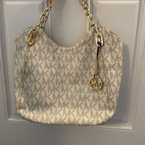 Michael Kors Beige Monogram Tote Bag